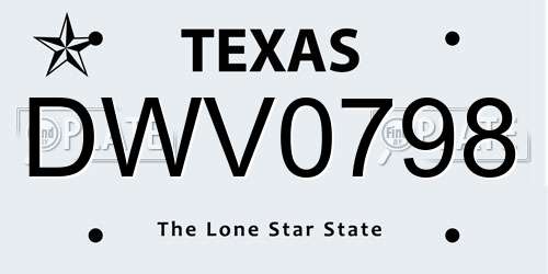 DWV0798 Texas License Plate