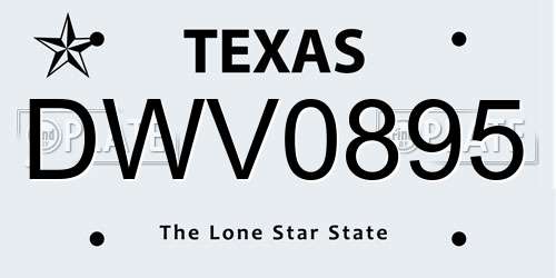DWV0895 Texas License Plate