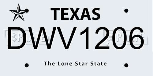 DWV1206 Texas License Plate