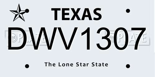 DWV1307 Texas License Plate