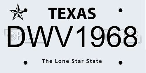 DWV1968 Texas License Plate