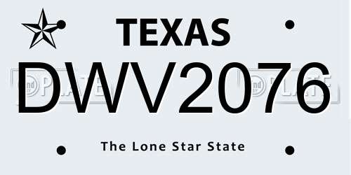 DWV2076 Texas License Plate