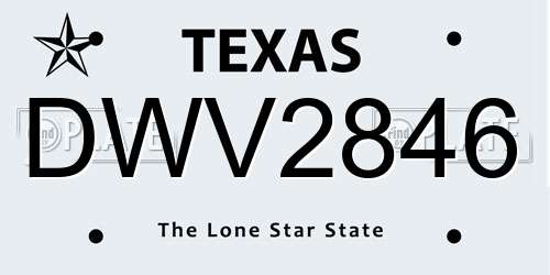 DWV2846 Texas License Plate