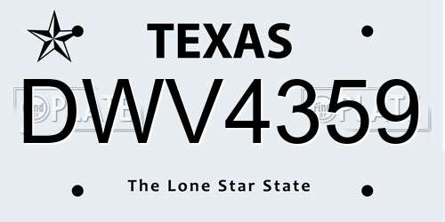 DWV4359 Texas License Plate