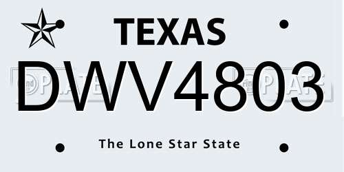 DWV4803 Texas License Plate