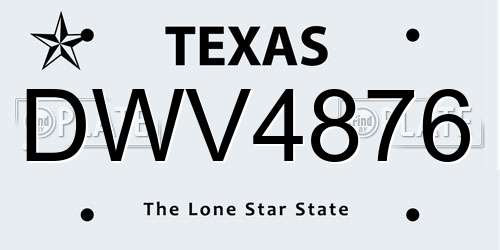 DWV4876 Texas License Plate