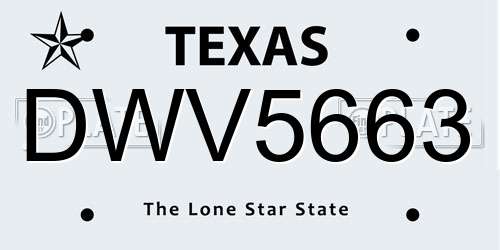 DWV5663 Texas License Plate