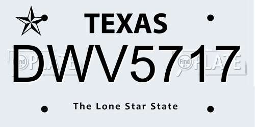 DWV5717 Texas License Plate