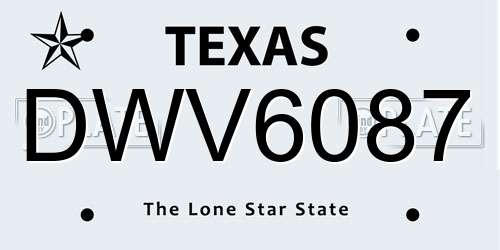 DWV6087 Texas License Plate