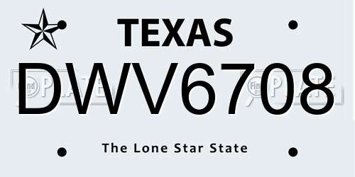 DWV6708 Texas License Plate