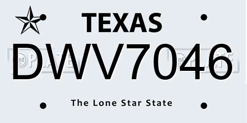 DWV7046 Texas License Plate
