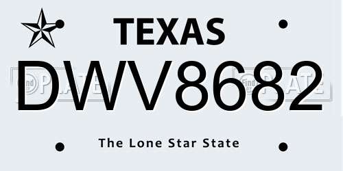 DWV8682 Texas License Plate