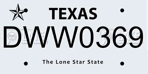 DWW0369 Texas License Plate