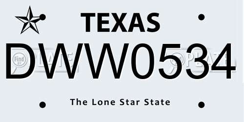 DWW0534 Texas License Plate
