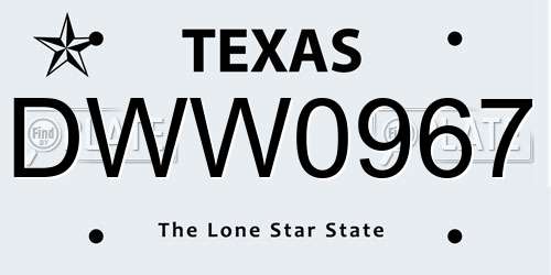 DWW0967 Texas License Plate