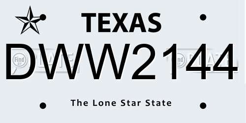 DWW2144 Texas License Plate