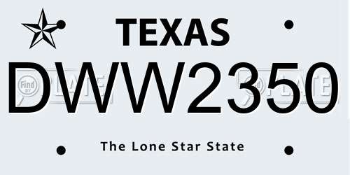 DWW2350 Texas License Plate
