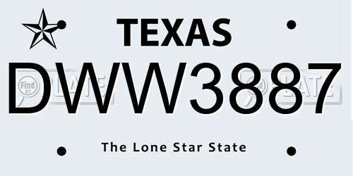 DWW3887 Texas License Plate