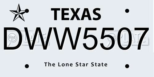 DWW5507 Texas License Plate