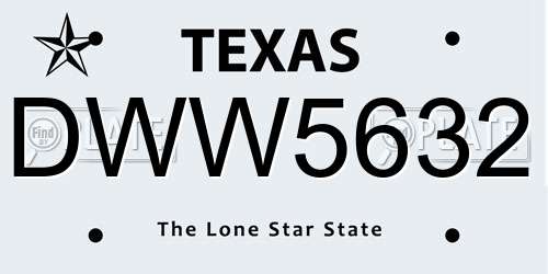 DWW5632 Texas License Plate