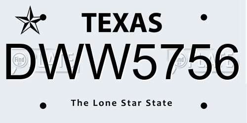 DWW5756 Texas License Plate