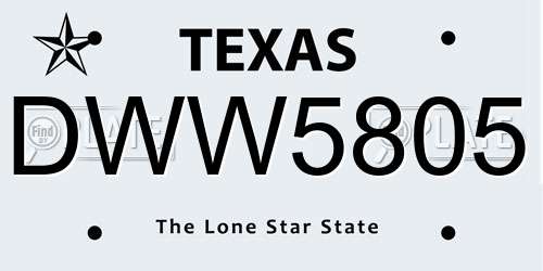 DWW5805 Texas License Plate