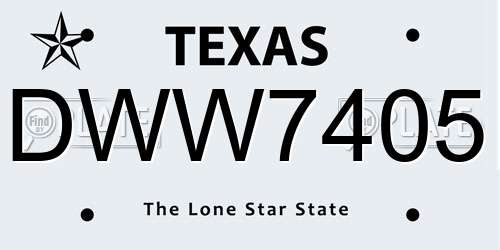 DWW7405 Texas License Plate