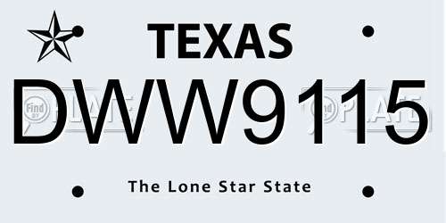 DWW9115 Texas License Plate
