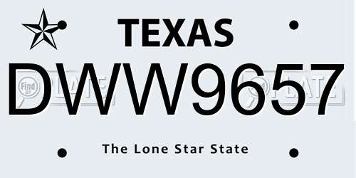 DWW9657 Texas License Plate