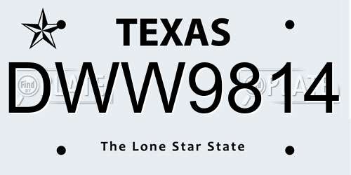 DWW9814 Texas License Plate