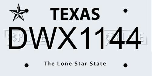 DWX1144 Texas License Plate