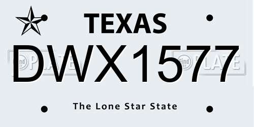 DWX1577 Texas License Plate