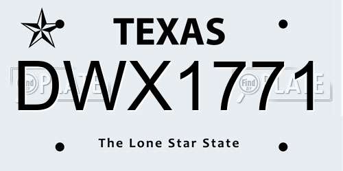 DWX1771 Texas License Plate