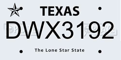 DWX3192 Texas License Plate