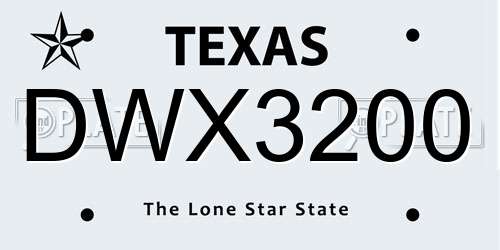 DWX3200 Texas License Plate