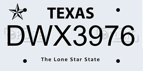 DWX3976 Texas License Plate
