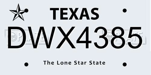 DWX4385 Texas License Plate