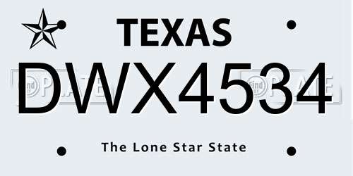 DWX4534 Texas License Plate