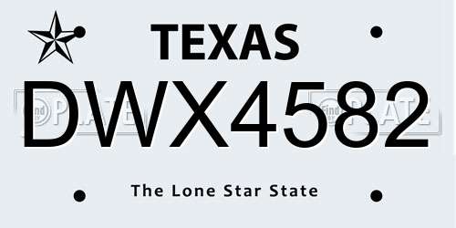 DWX4582 Texas License Plate