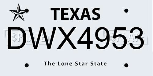 DWX4953 Texas License Plate