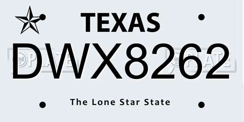 DWX8262 Texas License Plate