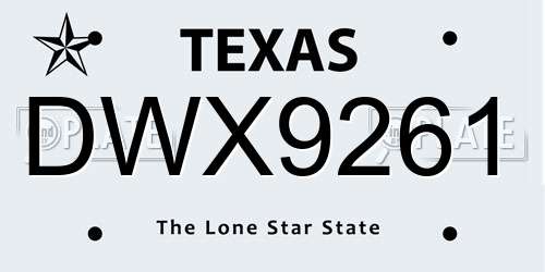 DWX9261 Texas License Plate