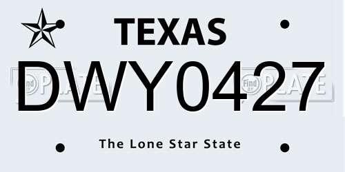 DWY0427 Texas License Plate
