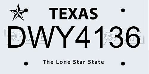 DWY4136 Texas License Plate