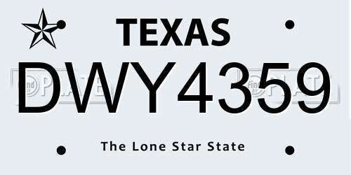 DWY4359 Texas License Plate