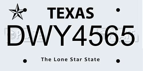 DWY4565 Texas License Plate