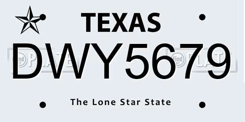 DWY5679 Texas License Plate