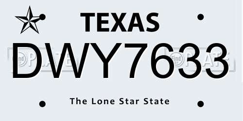 DWY7633 Texas License Plate