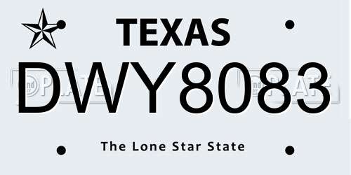 DWY8083 Texas License Plate