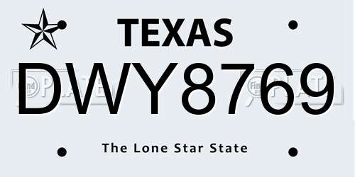 DWY8769 Texas License Plate